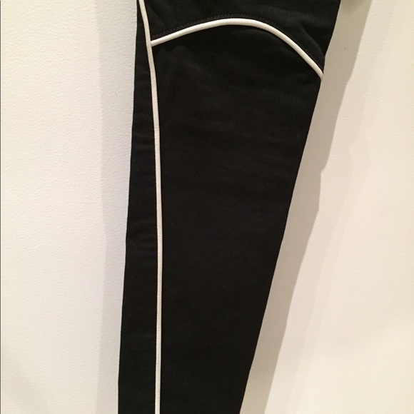 Rag and Bone Black pants with cream Leather piping - Picture 6 of 7